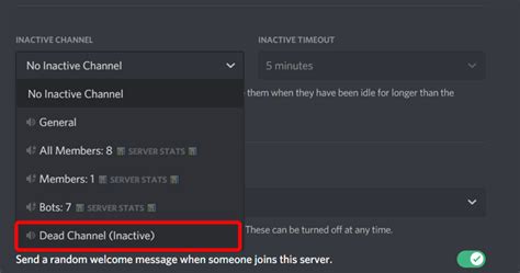 Discord inactive channel setup